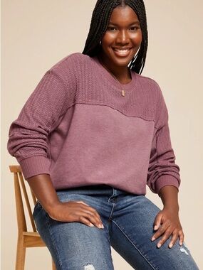 Maurices Dusty Mauve Textured Crewneck Sweater Fall Comfy Casual XL